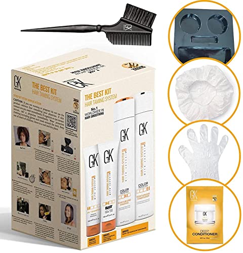 GK HAIR Global Keratin The Best Consumer Box Kit (10.1 Fl Oz/300ml) Smoothing Keratin Treatment Professional Brazilian Complex Blowout Straightening For Silky Smooth & Frizzy Hair