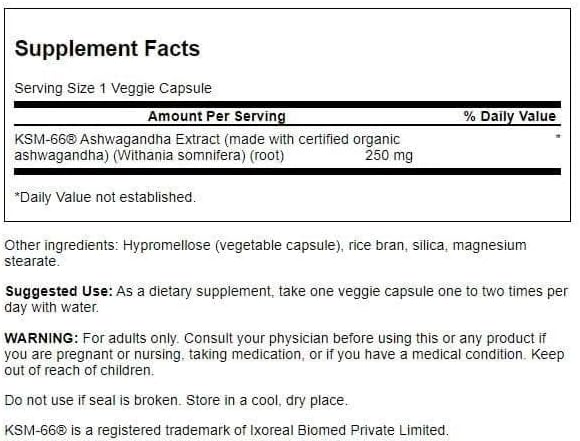 Swanson Ultimate Ashwagandha KSM-66 - Herbal Supplement Supporting Healthy Stress Levels & Relaxation - Natural Formula to Promote a Calm & Relaxed Mindset - (60 Veggie Capsules, 250mg Each) (4 Pack)