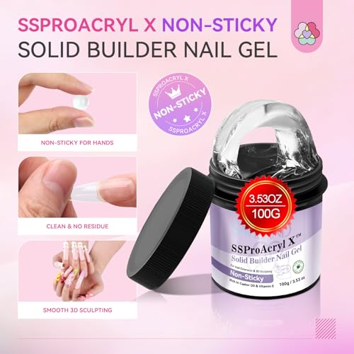 SAVILAND Solid Builder Nail Gel for Nails: Non-Sticky Sculpting Gel for Nails Art 100 g 3D Nail Gel VE Castor Oil Hard Gel for Nails Extension 3D Nail Art DIY Carving Patterns Decoration SSProAcryl X
