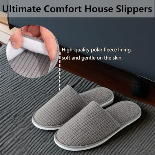6 Pairs Disposable Slippers for Guest, Non Slip Spa Slides Washable Reusable House Shoes Hotel Indoor Slippers for Women Men, Home,Travel