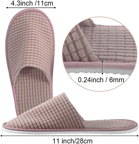 Geyoga 12 Pair House Slipper for Guest Non Slip Disposable Slipper for Travel Washable Reusable Closed Toe Hotel Bridesmaid Indoor Spa Wedding Party Shoeless Home