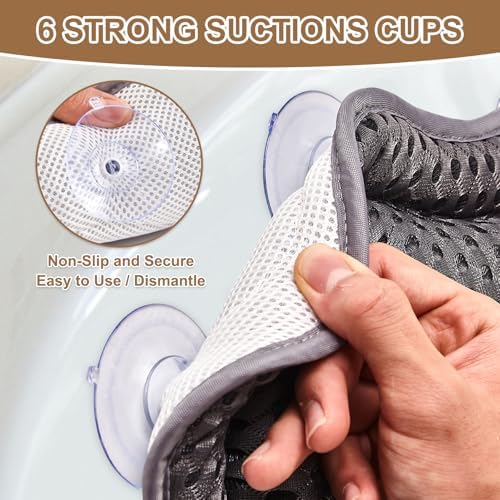 Bath Pillow for Tub, Bathtub Pillow for Head, Neck, Shoulder Back Support, Ergonomic Luxury Full Body BathPillow for Bathtub, 6 Strong Suction Cups and Hook, Spa, Bathroom Accessories,