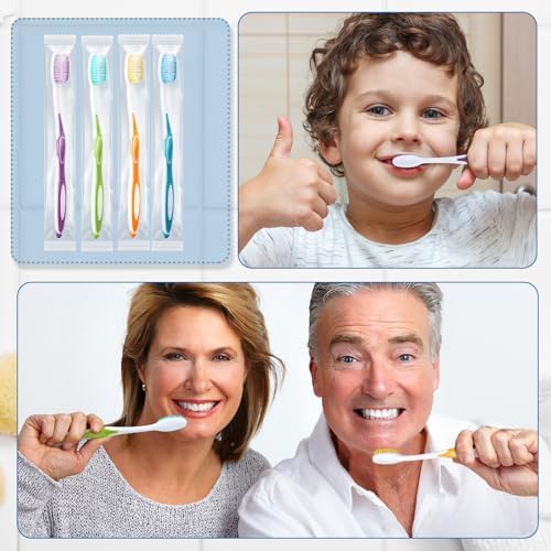 Maxcheck 60 Packs Colorful Prepasted Disposable Toothbrushes Bulk Individually Wrapped Toothbrushes with Toothpaste Travel Toothpaste Bulk for Travel Hotel Donation Homeless