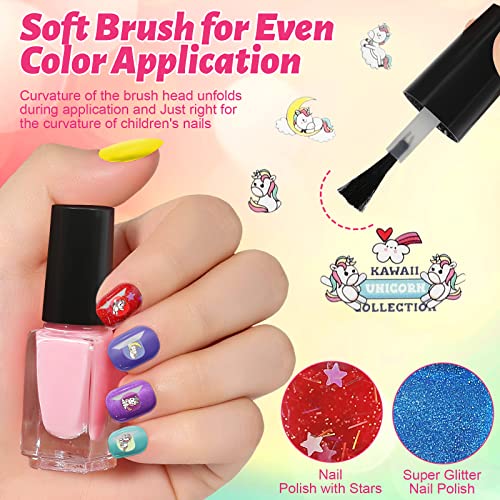 Kids Nail Polish Set for Girls, 25pcs Non-Toxic Peel-Off Water-Based Nail Polish, Glittery and Opaque Christmas Birthday Gifts Toddlers Kids Girls Toys