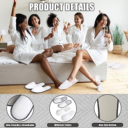 Ramede 80 Pairs Non Slip Disposable Slippers Bulk Hotel Spa Fluffy Closed Toe Indoor Slippers for Guests Men Women Home Wedding Travel Party