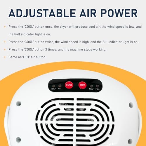 Nail Dryer for Regular Polish, Rotating Regular Polish Nail Dryer Fan with Hot and Cool Air, Professional Air Nail Fan for Salon and Home Use