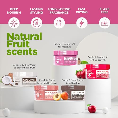 Esha Slick N Slay Braiding Gel – 3-in-1 Ultra Extreme Hold Hydrating Conditioning Shining Gel for Hair – Fast Dry Locking Gel for Locs, Twists, Braids (Apple, 17 Oz.)