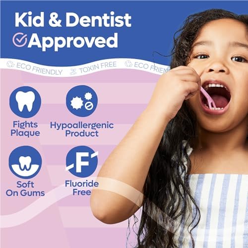 SmartLifeco Biodegradable* Kids Flossers - Unflavored Dental Floss Picks for Children, Fluoride & PFA Free, Straw Wheat Fun Animal Flossing Sticks for Toddlers Teeth, Eco Friendly Compostable*, 200x