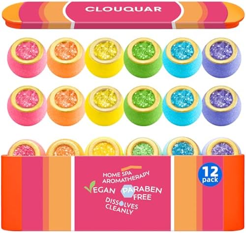 Crystal Bath Bomb Gift Set – 12 Pack with 6 Natural Scents, Organic Shower Bombs with Nourishing Bath Salts, Stress Relief Bubble Spa, Self Care Gifts for Women, Mom, Wife, and Daughter