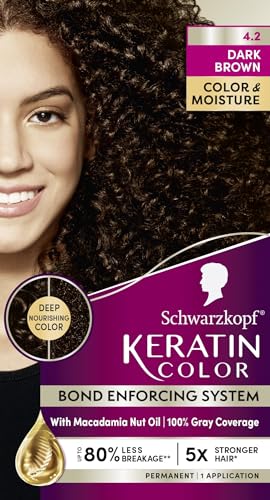 Schwarzkopf Keratin Color, Color & Moisture Permanent Hair Color Cream, 4.2 Dark Brown