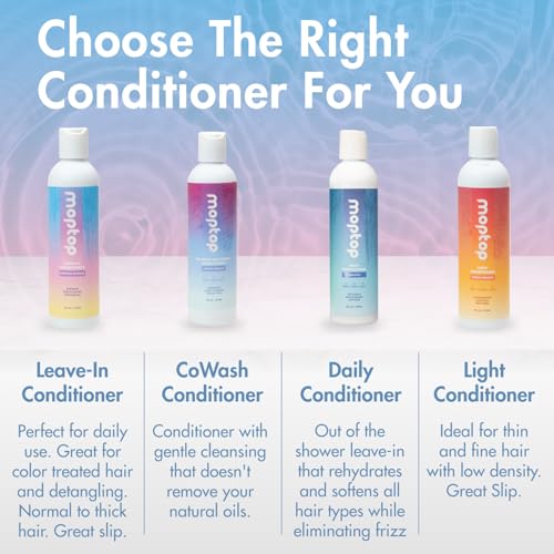 MopTop Leave In Conditioner for Curly Hair – Hair Moisturizer to Soften, Moisturize & Hydrate, Anti Frizz for All Textures & Curl Types, Sulfate & Paraben Free Hair Conditioner (Bamboo Essence, 8oz)