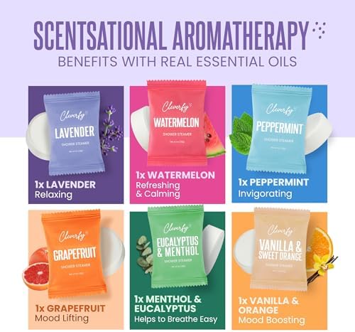 Cleverfy Shower Steamers Aromatherapy for Women and Men – Self-Care Shower Bombs for Stress Relief and Relaxation – 6 Tablets