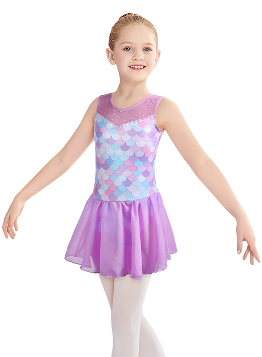 Girls Gymnastics Skirted Leotards Ballet Tutu 2t 3t Dance Dress Mermaid Gymnastic Skirt(Baby Girls/Toddler Girls/Big Girls) (Light Purple, 2-3T)