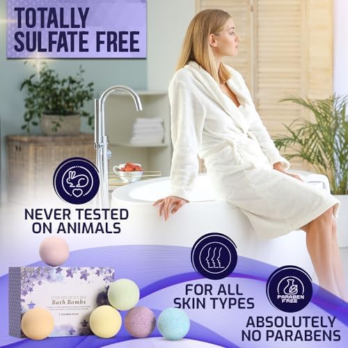 Bath Bombs Gift Set - Ultra Bubble XXL Fizzies (6 x 4.1 oz) with Natural Dead Sea Salt Cocoa and Shea Essential Oils, The Best Birthday Gift Idea for Her/Him, Wife, Girlfriend, Women, Kids