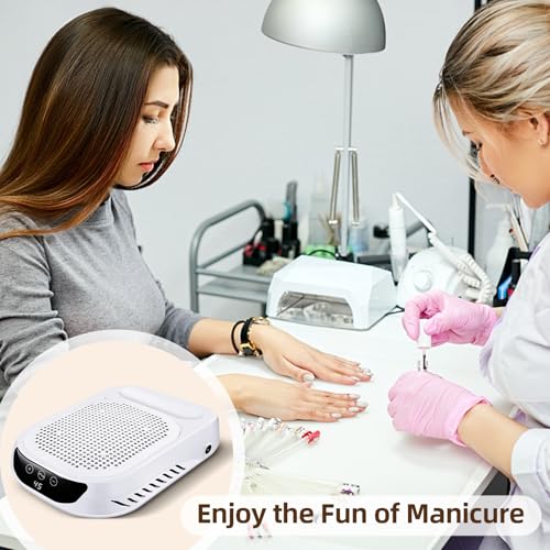 Nail Dust Collector: Vacuum Fan Dust Collector Powerful Suction Extractor Portable Machine - Professional Manicure Pedicure Tool with Reusable Filter for Acrylic Nail Art Salon and Home