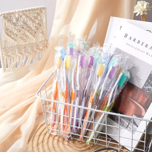 Maxcheck 60 Packs Colorful Prepasted Disposable Toothbrushes Bulk Individually Wrapped Toothbrushes with Toothpaste Travel Toothpaste Bulk for Travel Hotel Donation Homeless