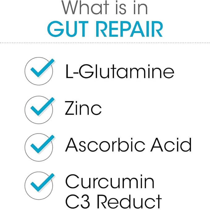 Silver Fern Gut Repair - Digestive Health Supplement Powder - L-Glutamine, Curcumin, Zinc & Ascorbic Acid (1 Tub - 30 Servings)