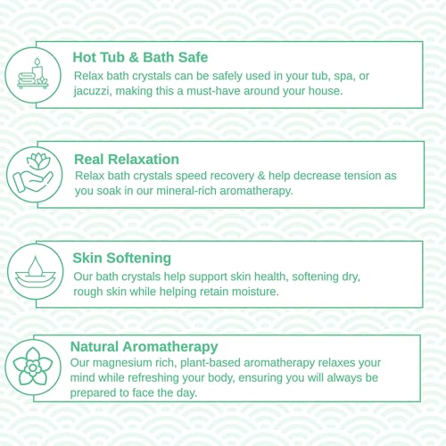 Relax Spa & Bath, Epsom Salt Aromatherapy Bath Salts, Epsom Salt Bath Soak, Dead Sea Salt for Soaking, Hot Tub Spa Aromatherapy, Bath Crystals with Vitamins & Minerals (Relief)