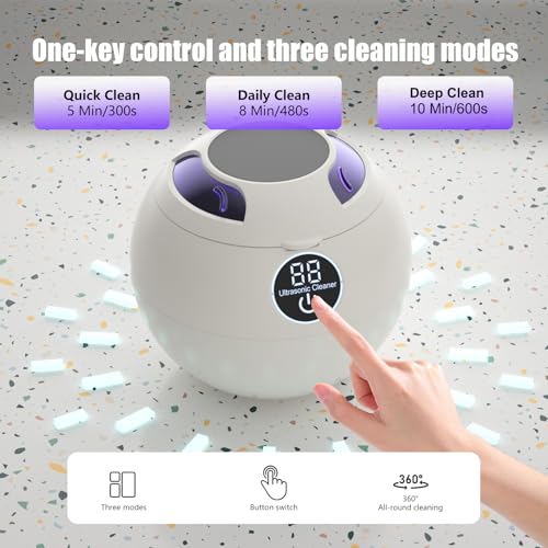 Retainer Cleaner Machine 45kHz Ultrasonic Dental Retainer Cleaner with 3 Modes and Digital Timer Mouth Guard for Retainer Clean, Denture Clean, Night Guard, Braces, Aligner, Jewelry 200ML