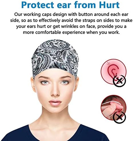 Fesciory Adjustable Working Caps with Button & Sweatband, Women Ponytail Pouch Hats, Long Hair