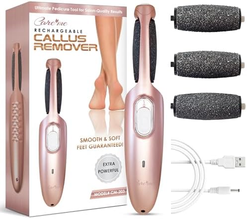 Powerful Electric Callus Remover Wand – Rechargeable Foot File, Grinder & Scrubber - Removes Dead, Hard Skin & Calluses – Best Pedicure Tool for Soft, Smooth Feet for Men & Women (Rose Gold)