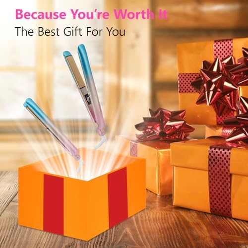 DORISILK Colorful Flat Iron 450 Degrees, Ceramic Hair Straightener and Curler 2 in 1, 30s Fast Heat Straightening Iron for Hair, Dual Voltage Hair Iron 1 Inch Salon Control Temp Gift for Women Girls