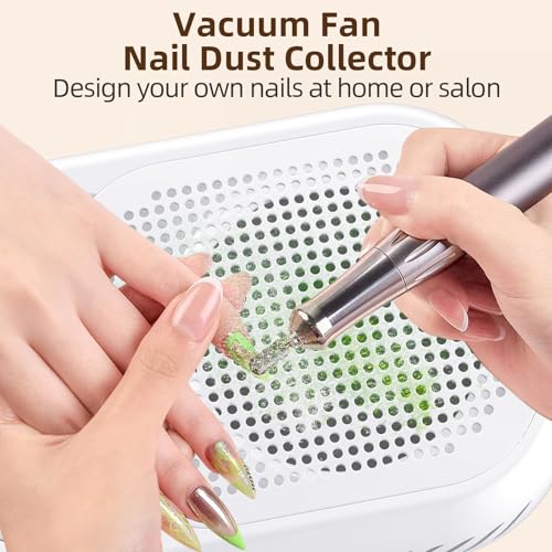 Nail Dust Collector: Vacuum Fan Dust Collector Powerful Suction Extractor Portable Machine - Professional Manicure Pedicure Tool with Reusable Filter for Acrylic Nail Art Salon and Home