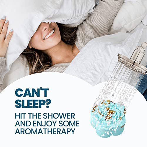 SLEEP WELL EXTRA STRENGTH Shower Bombs w/Lavender, Neroli – Sleep Support Essential Oil Blend Aromatherapy Shower Steamers | Relaxing Mother’s Day Gift Idea (No Bomb Bag Added)