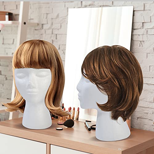 BALABALA 3 Pcs Foam Wig Head, Female Styrofoam Mannequin Hairpieces Stand Holder Cosmetics Model Head Wig Display for Style, Model, Display Hair, Hats, Hairpieces, Mask , Salon and Travel