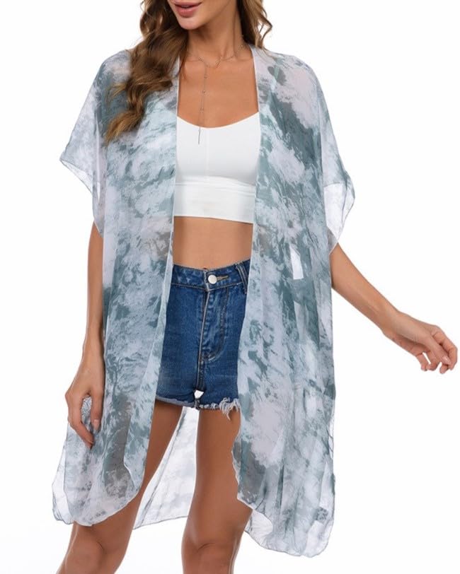 AUZURE Women's Swimsuit Coverups Soft Printed Beach Bathing Suit Long Kimono Cover Ups Hawaiian Loose Summer Cardigan