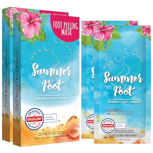 Peeling Mask That Removes Dead Skin - Dermatologically Tested Callus Remover for Dry Cracked Feet - Exfoliating Foot Peel Mask for Baby Soft Feet - 2 Pack with Cucumber & Urea Extracts