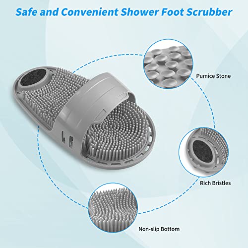 Silicone Shower Foot Scrubber Personal Foot Massage and Cleaning with Soft Silicone Bristles and Non-Slip Suction Cups, Foot Scrubbers for Use in Shower Men and Women (1PCS Gray)