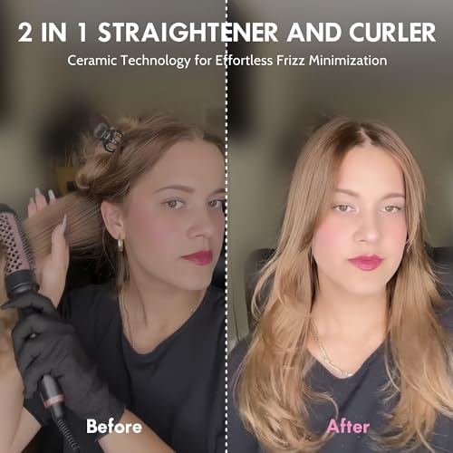 Thermal Brush 1.5", Thermal Round Curling Brush with 2 Settings, Long Lasting Universal Voltage Heated Curling Iron for All Hair, Tourmaline Ceramic, Negative Ion Technology, Rose Gold