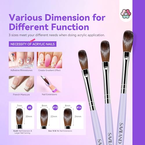 Saviland 8OZ EMA Acrylic Liquid Monomer: Pure EMA Odorless Liquid Monomer Professional Nail Monomer Liquid Kit for Acrylic Powder with Acrylic Brush Dappen Dish Nail Table Mat Nail Tech Salon