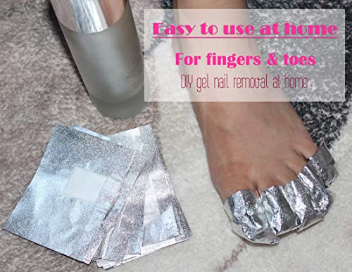 MIILYE Nail Polish Remover Foil Wraps for Acrylic/Dip Powder/UV/Gel/Polish Varnish Soak-off Removal, with Pre-attached Lint Free Pad (300x Nail Gel Polish Remover Wraps)
