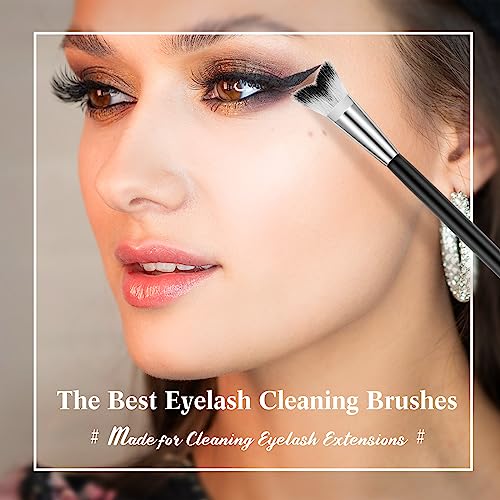Mifoci 30 Pcs Curved Fluffy Lash Cleaning Brush Eyelash Extension Shampoo Brushes Swoop Eyelash Cleanser Brush Soft Makeup Removal Bath Tools for Home and Salon Use, 5 Colors