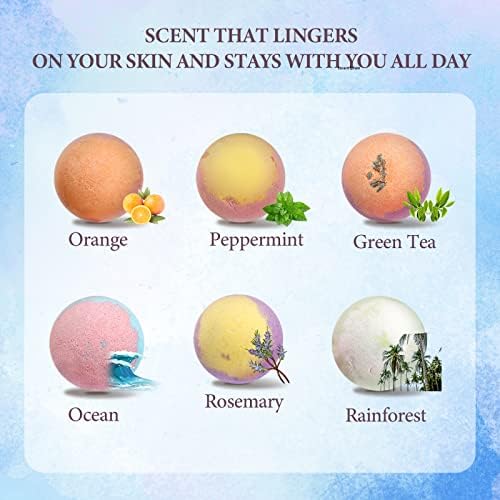 Hemp Oil Bath Bombs Gift Set Natural Refreshing Bubble Bath Kit with 6 Relaxing Scents Made from Pure Essential Oil for Bubble and Spa Bath, Birthday Mother's Valentine's Day Gifts