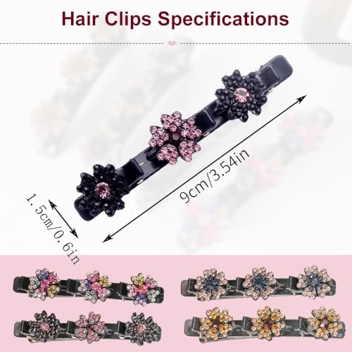Sparkling Crystal Stone Braided Hair Clips for Women and Girls, 2025 New Rhinestone Hair Clips Hair Braid Clips, Easily Braided Hair Bands, Shiny Rhinestone Hair Clip (Mix, 4PCS)