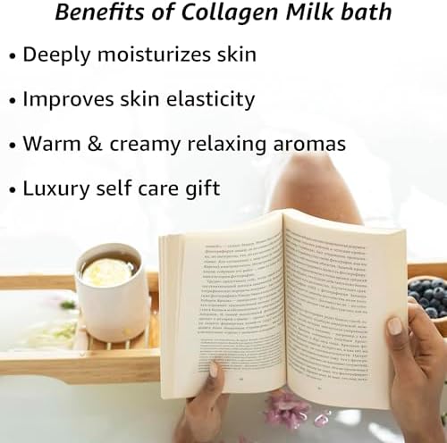 Creamy Coconut Collagen Milk Bath Soak Powder Moisturize & Soften Skin – Vanilla Jasmine Luxury Spa Bubble Bath Salt Mother's Birthday Christmas Relaxation Gifts for Women Perfect Stocking Stuffers