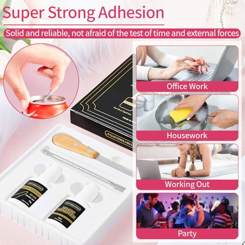 Gel Nail Glue and Nail Glue Remover Kit，Strong Nail Glue Quickly Nail Glue Remover for Press on Acrylic Nails Tips，Nail Glue Gel for Fake Nail Kit