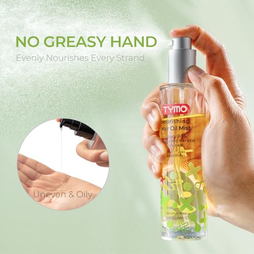 TYMO Argan Hair Oil Spray - Hydrating Veganic Natural 6 Blend Oil for Frizzy & Dry Hair, Organic Pure Formula, Daily Use for Hair, Smooth Damaged Ends, Olive Oil Infused, Add Shine