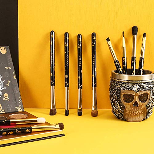 Docolor Eye Makeup Brushes 10Pcs Skull Printed Eyeshadow Makeup Brush Set Blending Concealer Eyebrow Eye Liners Premium Synthetic Eyeshadow Crease Brow Brush