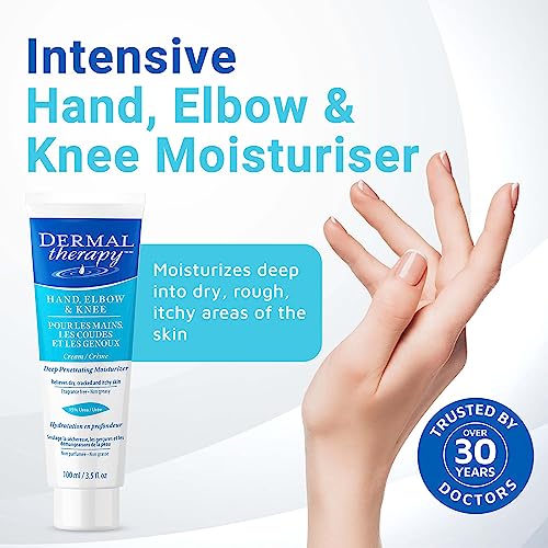 Dermal Therapy Hand Elbow & Knee Cream with 15% Urea & 6% AHA - Deeply Hydrates & Exfoliates Dry, Cracked Skin on Hands, Elbows & Knees - Fragrance-Free, Non-Greasy - 3.5 fl oz / 100 ml