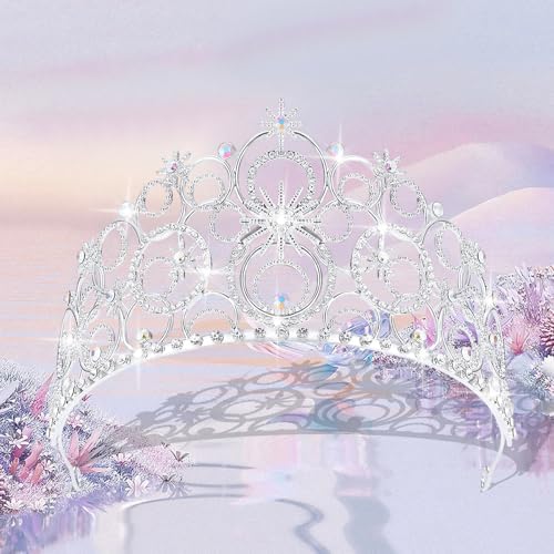 Crystal Crowns for Women, Crystal Bubble TiaraBride Royal Queen Headband Princess Headpieces for Women Bridal Wedding Prom Birthday Party Crowns