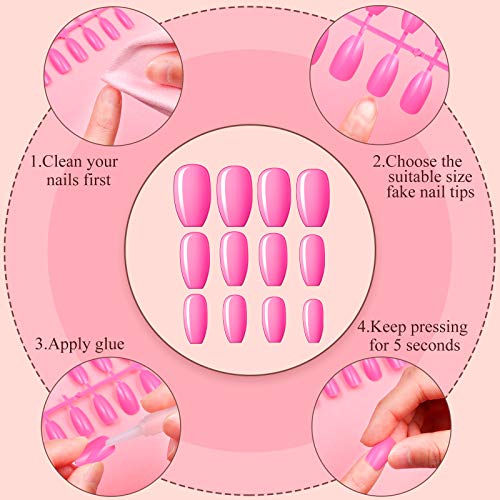 Maitys 720 Pieces 30 Sets Medium Square Press on Nails Glossy Fake Nails Solid Color Artificial Tips Full Cover for Women Girls Ballerina DIY(Classic Colors)