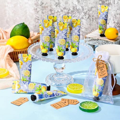 48 Sets Baby Shower Hand Cream Party Favors for Guests Gift Bulk Travel Size Hand Lotion Set for Baby Shower Wedding Christmas(Lemon)