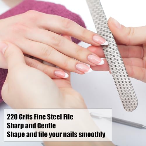 Long Lasting Nail File and Buffer Set, 1 Diamond Metal Nail File with 1 Nano Glass Nail Buffer, Professional Manicure Tools Kit for Home and Salon Use