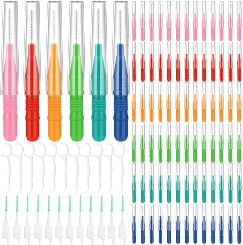 450 PCS Interdental Brushes Dental Floss Picks for Teeth Cleaning with Soft and Bendable Bristles Efficient Orthodontic Braces Oral Care Tooth Picks Flossers Cleaning Tools