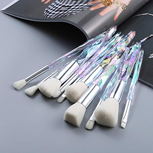 Kingtree Makeup Brush Set 10PCS Crystal Makeup Brushes, Premium Synthetic Foundation Powder Concealers Eye Shadows Blush Make Up Brushes, Professional Face Eye Makeup Brush Kit for Girls Women