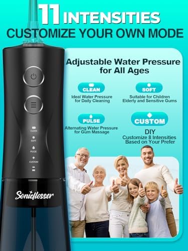 Portable Water Flosser for Teeth Pick - Cordless Electric Oral Irrigator for Adults & Sensitive Gums 300ML Braces Cleaning 5 Jet Tips, IPX7 Waterproof for Travel, Rechargeable BPA-Free 4 Modes